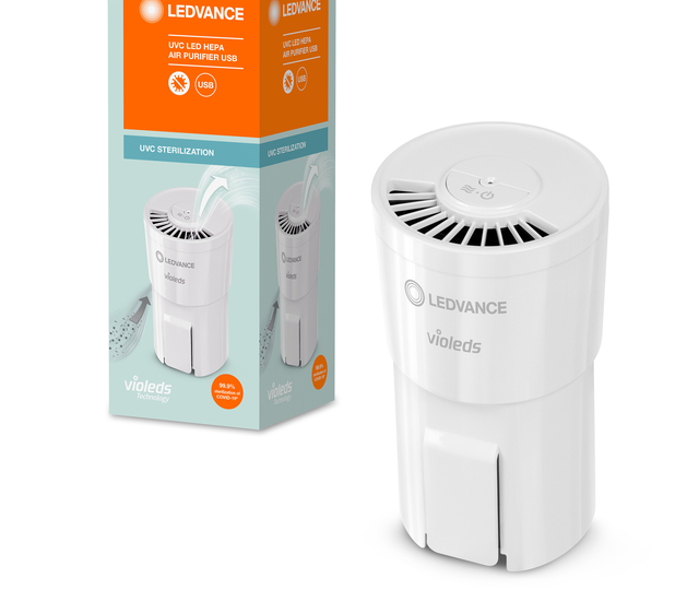 LEDVANCE UV-C LED HEPA airpurifier doodt virussen, zelfs onderweg